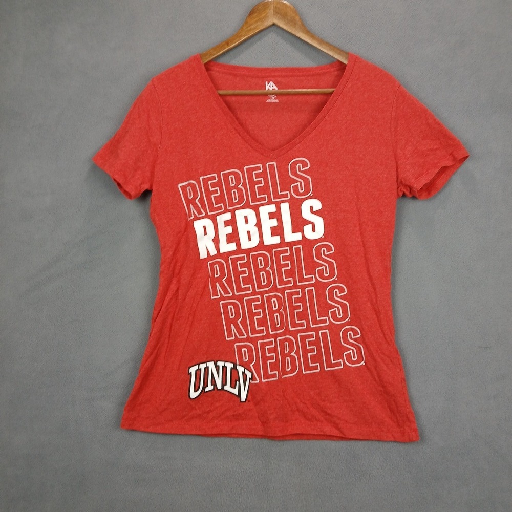 UNLV Rebels T-Shirt Womens Large Red Knights Apparel Football Team NCAA Cotton